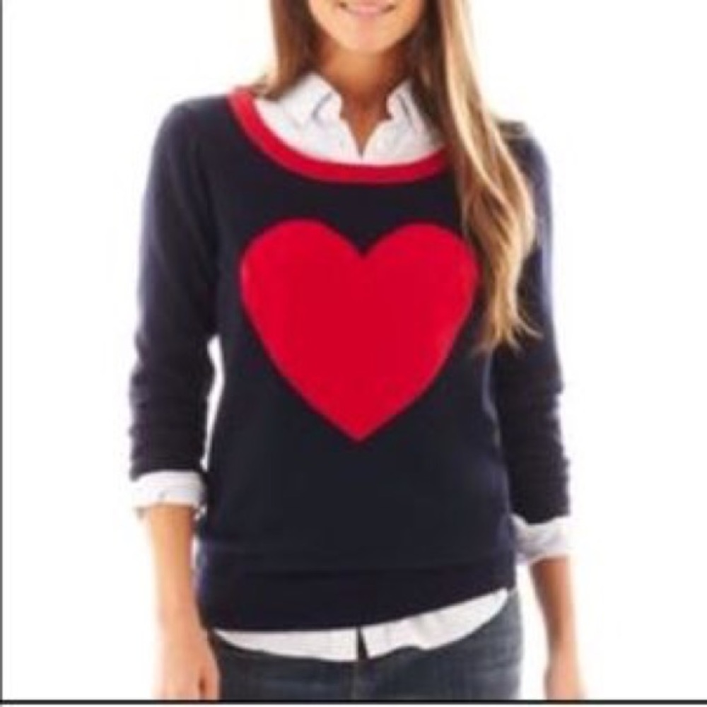 JCP Navy Heart Sweater